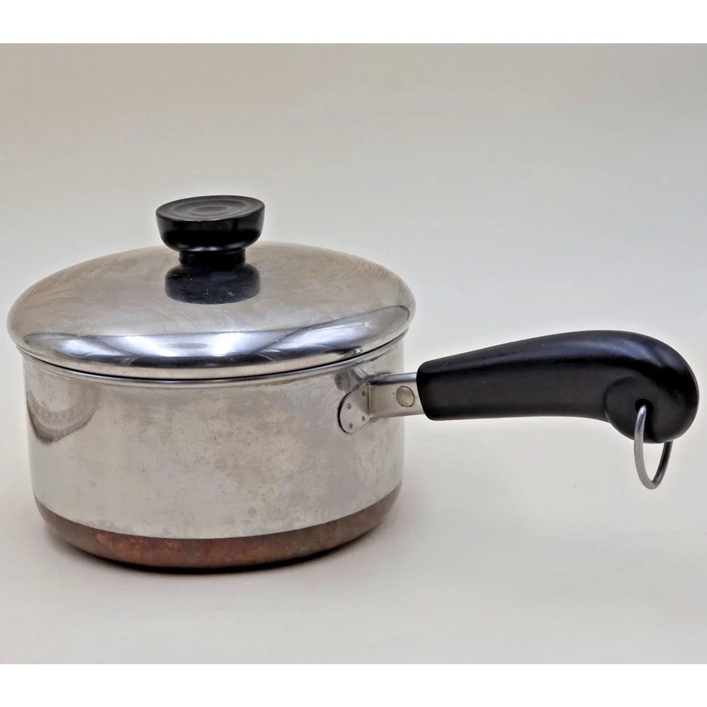 Revere Ware 1801 Saucepan Set 1.5 & 3 Quart Copper Bottom Stainless Clinton USA